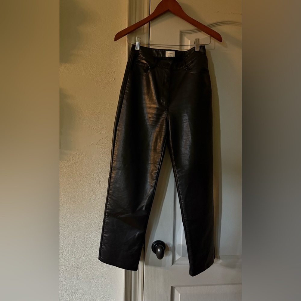 Wilfred Quilted Black Faux Leather Pants